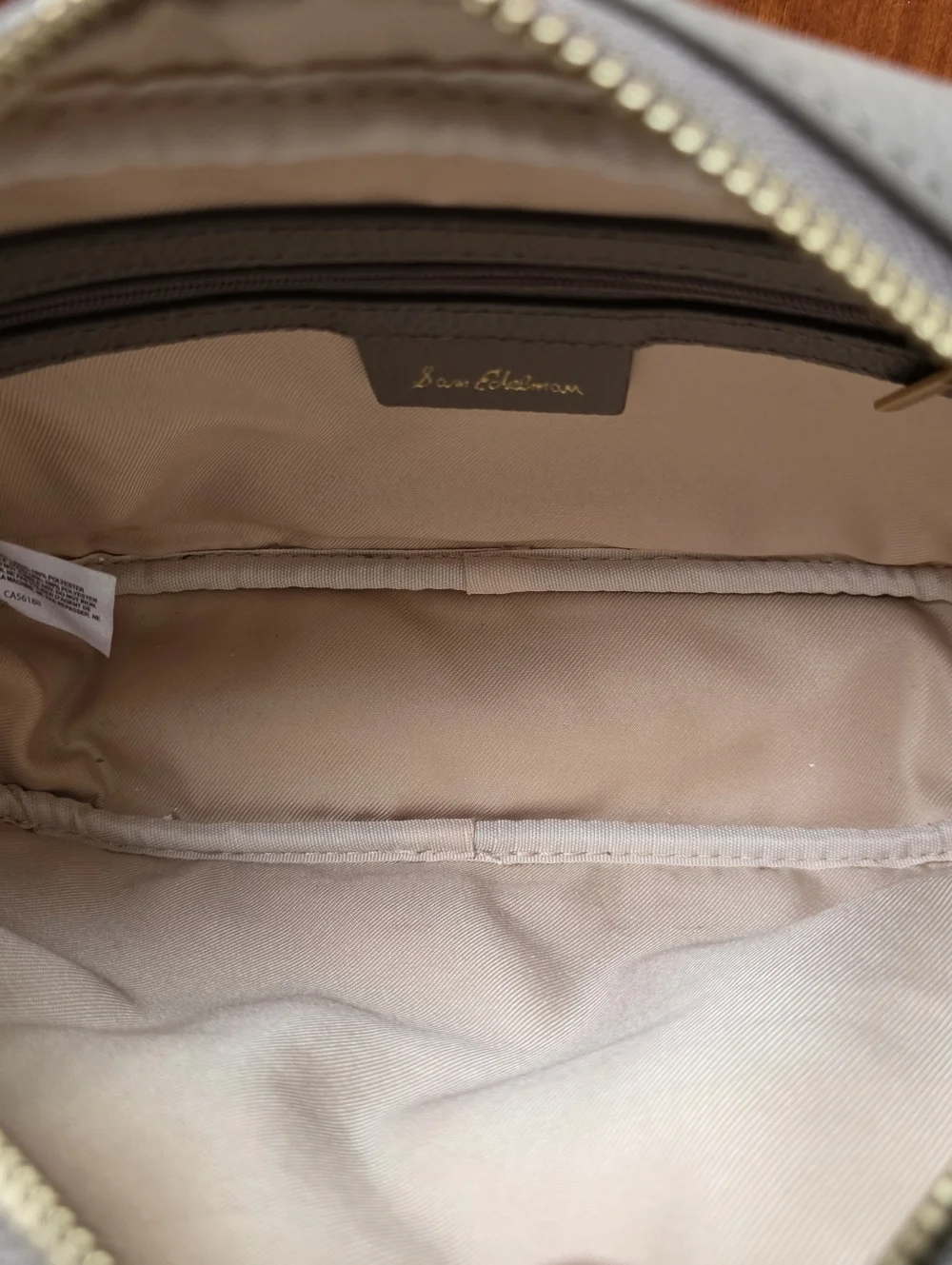 Sam Edelman Loraine Horsebit Taupe Pebbled Leather Camera Crossbody Bag